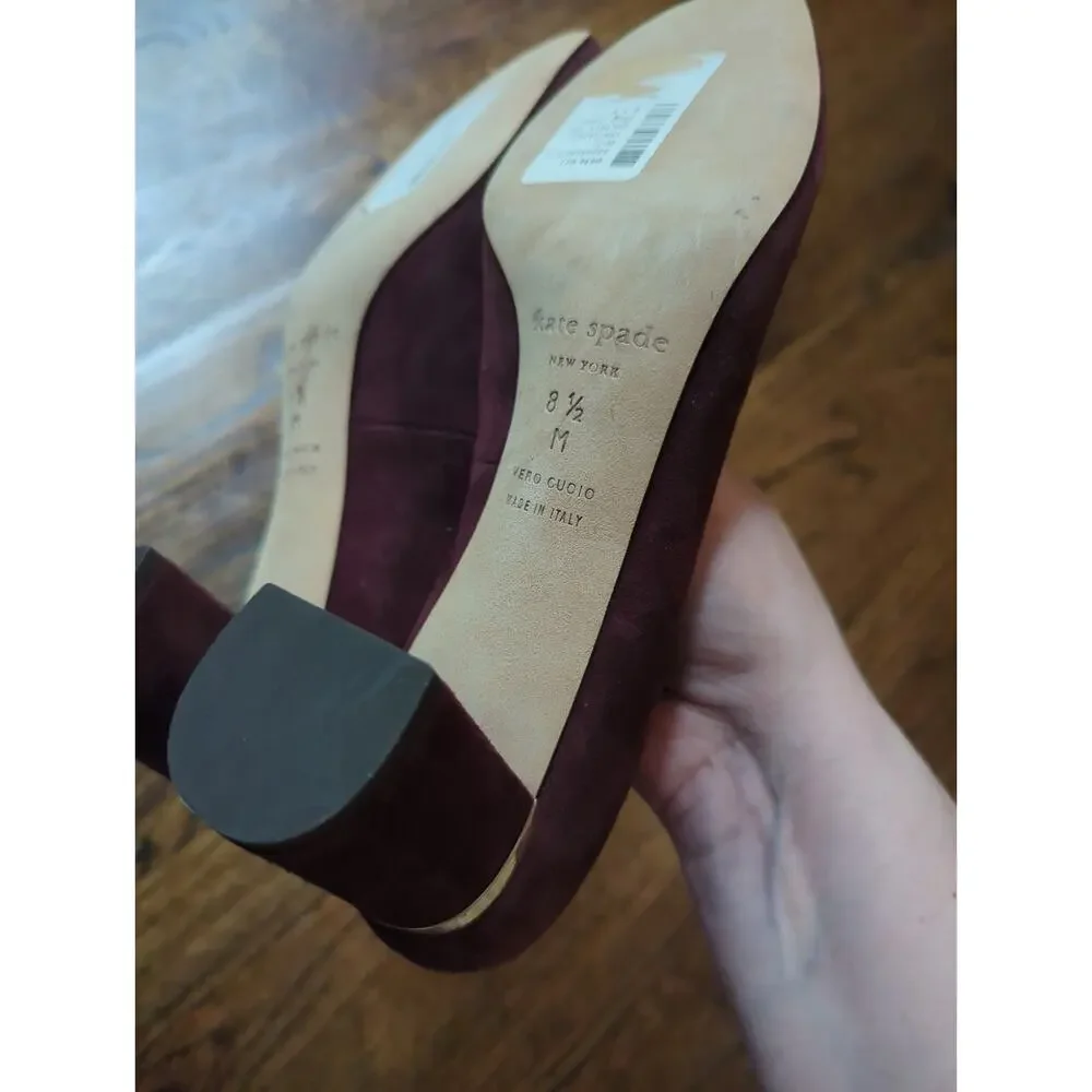 NEW Kate Spade Dolores Too Suede Cherry Block Heel Pumps